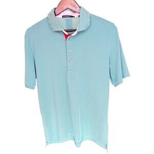 Greyson Mens Large Short Sleeve White/Green Golf Polo Shirt Excellent Condition
